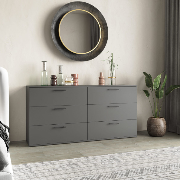 Комод для одежды на 6 ящиков с ручками Антрацит