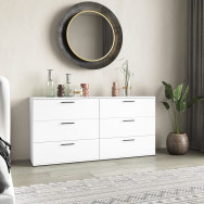 Комод для одежды на 6 ящиков с ручками Белый