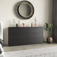 Комод для одежды на 6 ящиков с ручками Черный