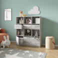 Стеллаж в детскую комнату с ящиками и дверками Бетон