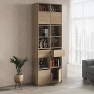 Книжный шкаф с ящиками и дверками для книг Дуб Сонома