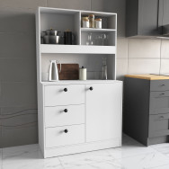 Кухонний буфет з шухлядами та надбудовою Білий Кухонний буфет з шухлядами та надбудовою Білий