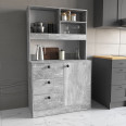 Кухонный буфет с ящиками и надстройкой Бетон