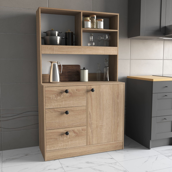 Кухонный буфет с ящиками и надстройкой Дуб сонома