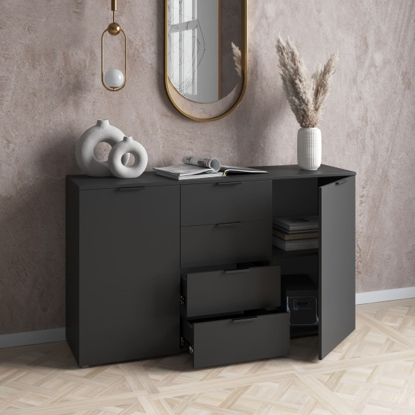 Комод с ящиками и дверцами с двух сторон Антрацит