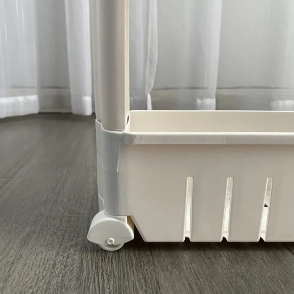Полиця етажерка для ванної на колесах бежева -
                                                        Фото 7