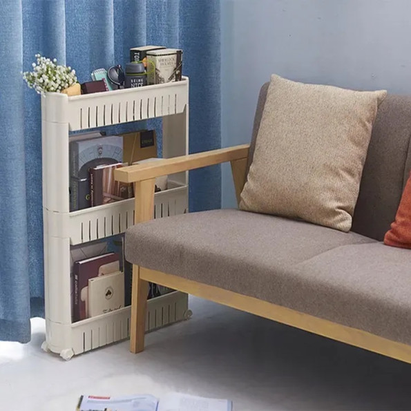 Полиця етажерка для ванної на колесах бежева -
                                                        Фото 3