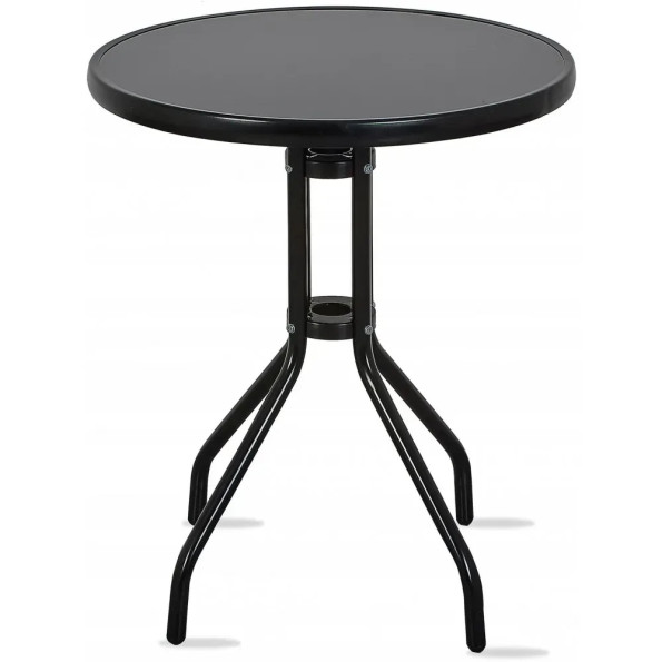 Стол стеклянный садовый для террасы черный