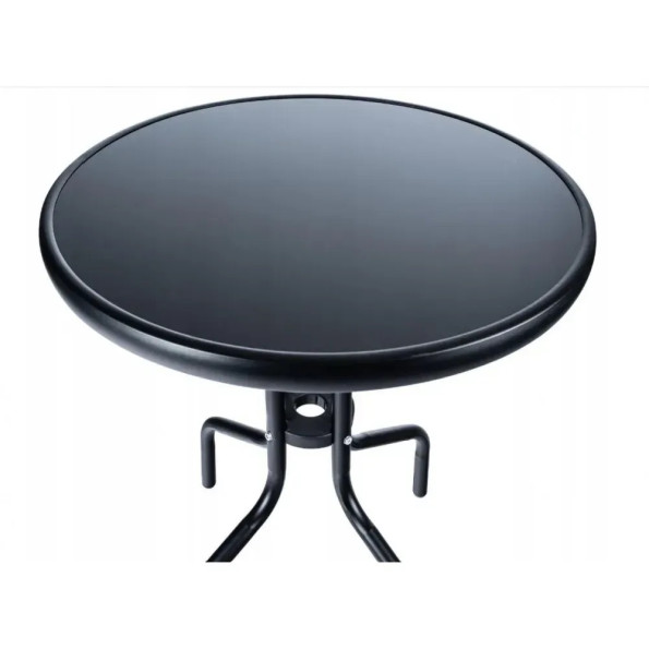 Стол стеклянный садовый для террасы черный -
                                                        Фото 3