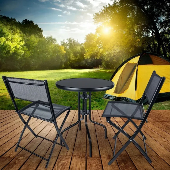 Стол стеклянный садовый для террасы черный -
                                                        Фото 4