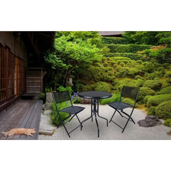 Стол стеклянный садовый для террасы черный -
                                                        Фото 5