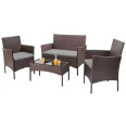 Набір садових меблів 4-місцевих коричнево-сірий із чорним склом