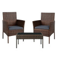 Садовый комплект мебели для отдыха , 2 кресла и столик коричнево-серый