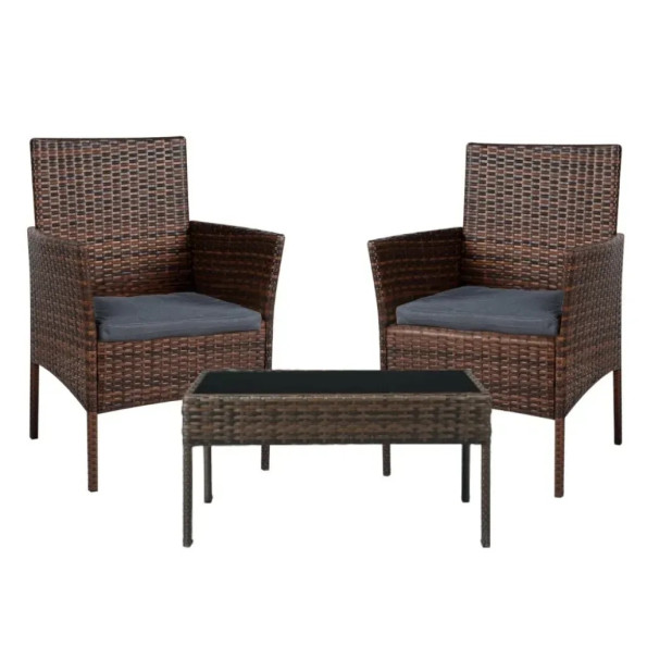 Садовый комплект мебели для отдыха , 2 кресла и столик коричнево-серый