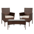 Садовый комплект мебели для отдыха, 2 кресла и столик коричневый