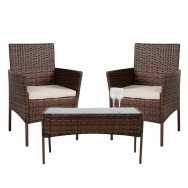 Садовый комплект мебели для отдыха, 2 кресла и столик коричневый
