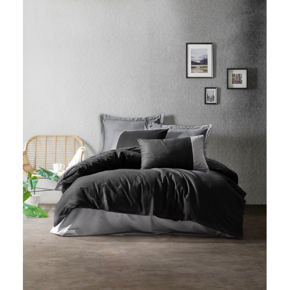 Комплект постельного белья Cotton Box Plain Siyah Gri Комплект постельного белья Cotton Box Plain Siyah Gri