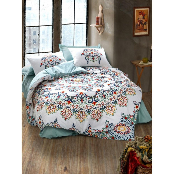 Постельное бельё Cotton Box Orient Sezan Mavi 200x220 Постельное бельё Cotton Box Orient Sezan Mavi 200x220