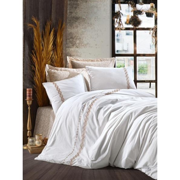 Комплект постільної білизни Cotton box Majestic Ines Bej 200x220