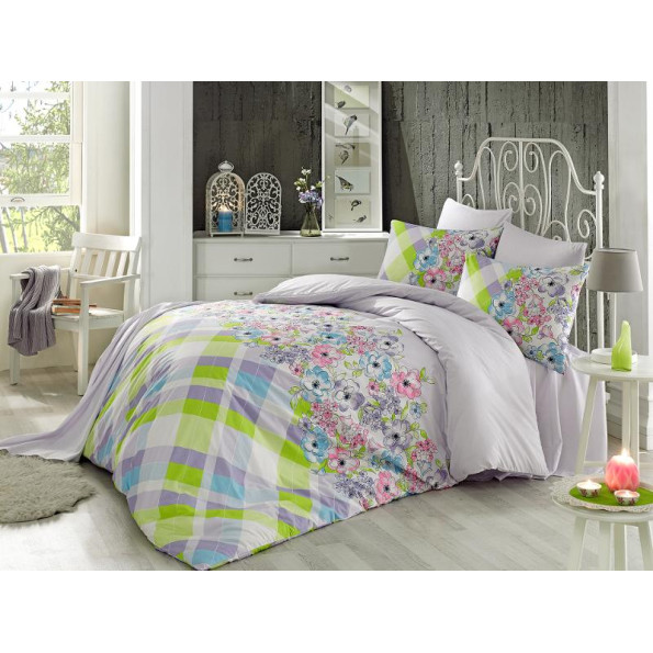 Комплект постільної білизни Majoli Flory v1 Lila 200x220