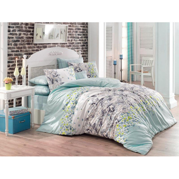 Постельное бельё Majoli Mona v2 Yesil 200x220 Постельное бельё Majoli Mona v2 Yesil 200x220