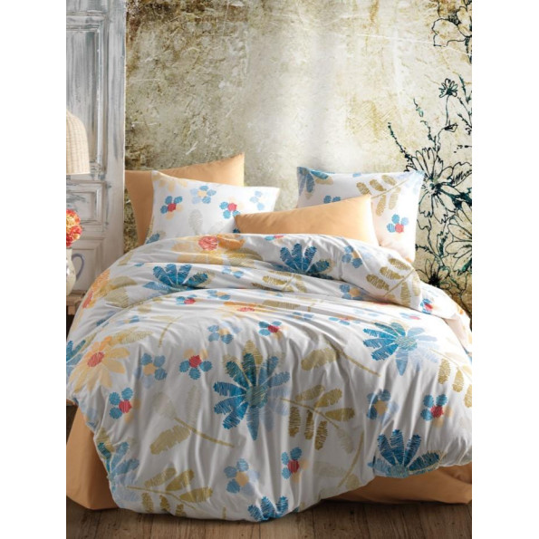 Комплект постільної білизни Majoli Modern flowers v1 Mavi 200x220