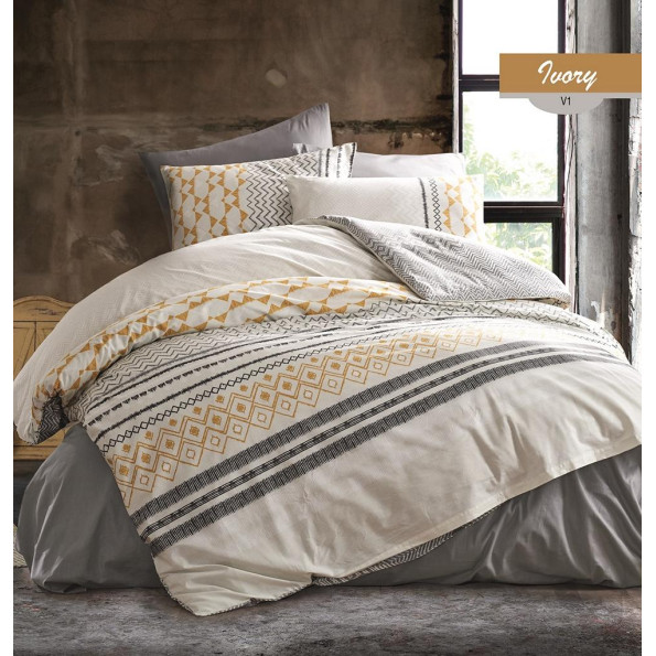 Комплект постільної білизни Majoli Ivory v3 Grey 200x220