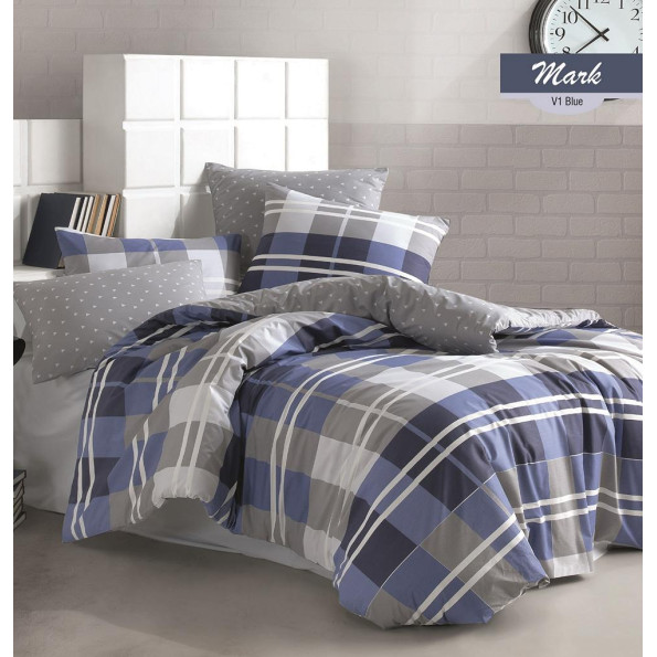 Комплект постельного белья Majoli Mark v1 Blue 200x220 Комплект постельного белья Majoli Mark v1 Blue 200x220