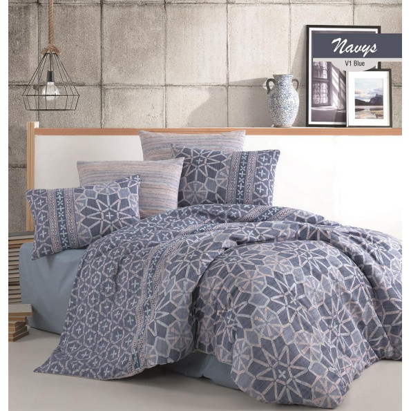 Комплект постільної білизни Majoli Navys v1 Blue 200x220