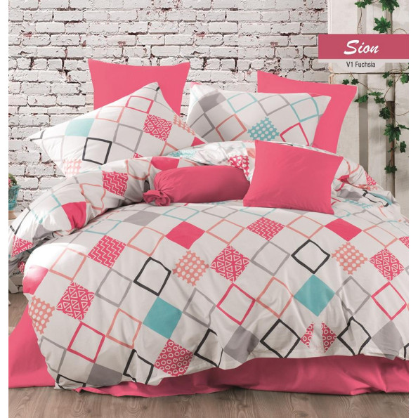 Комплект постельного белья Majoli Sion v1 Fusya 200x220