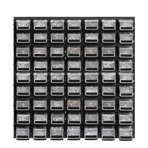 Настенная панель с лотками с крышкой 78х78см 63 контейнеров