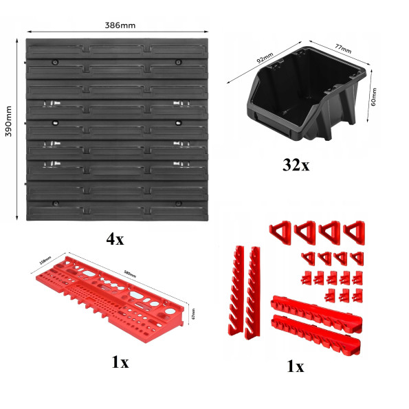 Настенная панель для инструментов 78х78см на 32 контейнера -
                                                        Фото 4