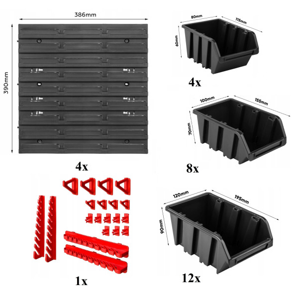 Настінна панель для інструментів 78х78см на 24 контейнера різних розмірів -
                                                        Фото 3