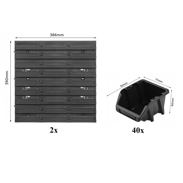 Настенная панель с черными лотками 78х39см 40 контейнеров -
                                                        Фото 2