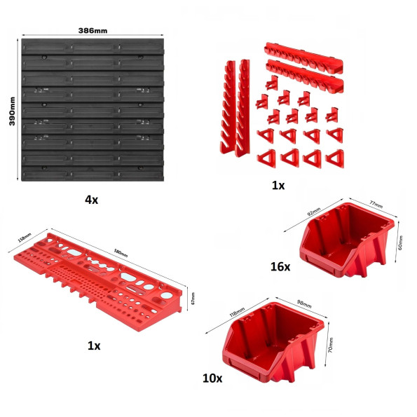 Настенная панель для инструмента 78х78см 26 контейнеров -
                                                        Фото 4