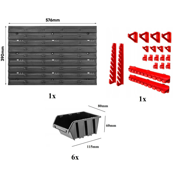 Панель для інструментів 58х39см з тримачами на 6 контейнерів -
                                                        Фото 3