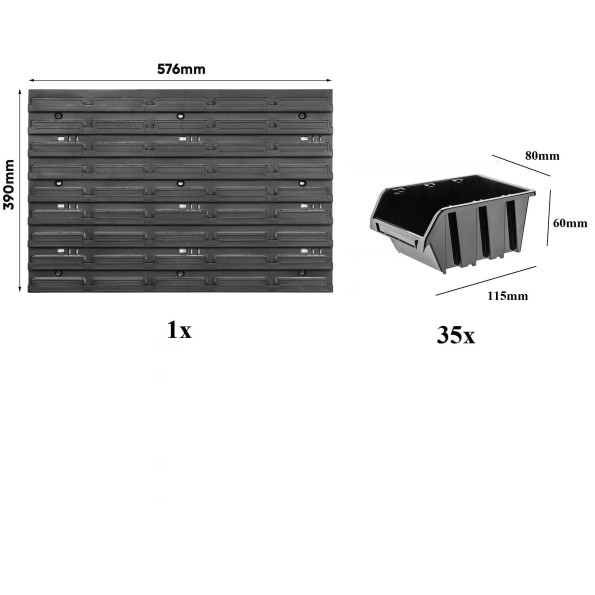 Панель инструментов 58х39см на 35 черных контейнеров -
                                                        Фото 3