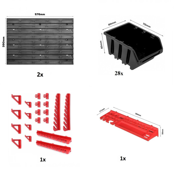 Панель для инструмента 58х78см на 28 черных контейнеров -
                                                        Фото 3