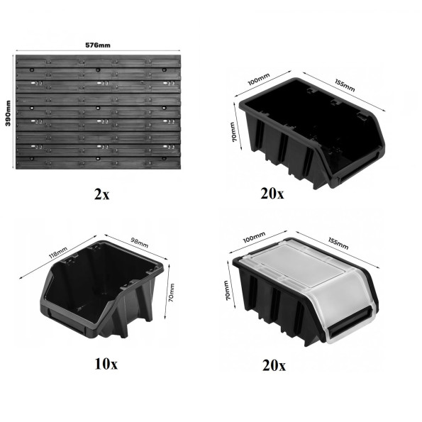Панель для инструмента 58х78см на 50 черных контейнеров -
                                                        Фото 4