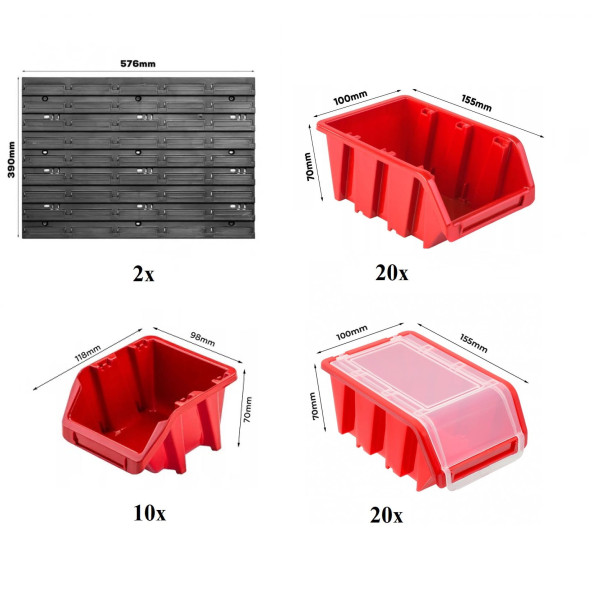 Панель для инструмента 58х78смна 50 красных контейнеров -
                                                        Фото 2