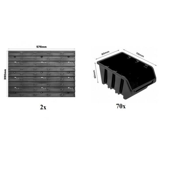Панель для инструмента 58х78см на 70 черных контейнеров -
                                                        Фото 4