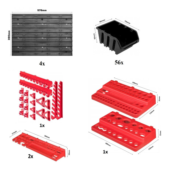 Панель для инструмента 115х78см на 56 черных контейнеров -
                                                        Фото 3