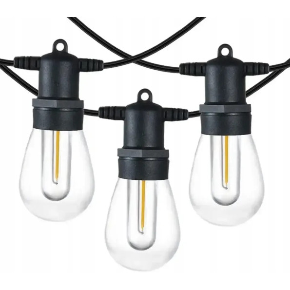 Садовая гирлянда 15м с 15 LED-лампами E27 - декоративное освещение для сада, террасы, балкона -
                                                        Фото 2