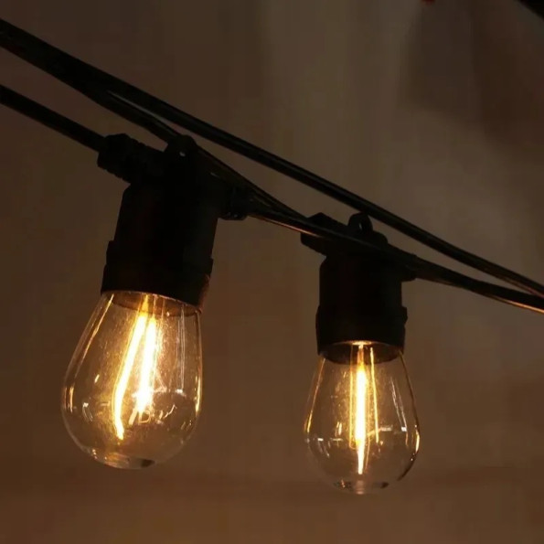 Садовая гирлянда 15м с 15 LED-лампами E27 - декоративное освещение для сада, террасы, балкона -
                                                        Фото 9
