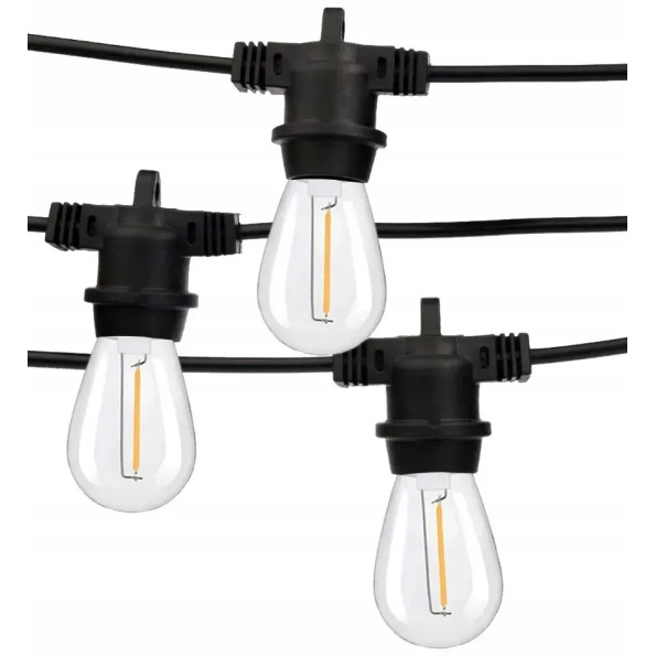 Садовая гирлянда 10м с 10 LED-лампами E27 прямая — наружное декоративное освещение с возможностью соединения -
                                                        Фото 2