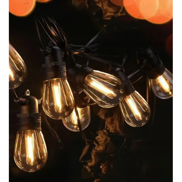 Садовая гирлянда 10м с 10 LED-лампами E27 прямая — наружное декоративное освещение с возможностью соединения -
                                                        Фото 8