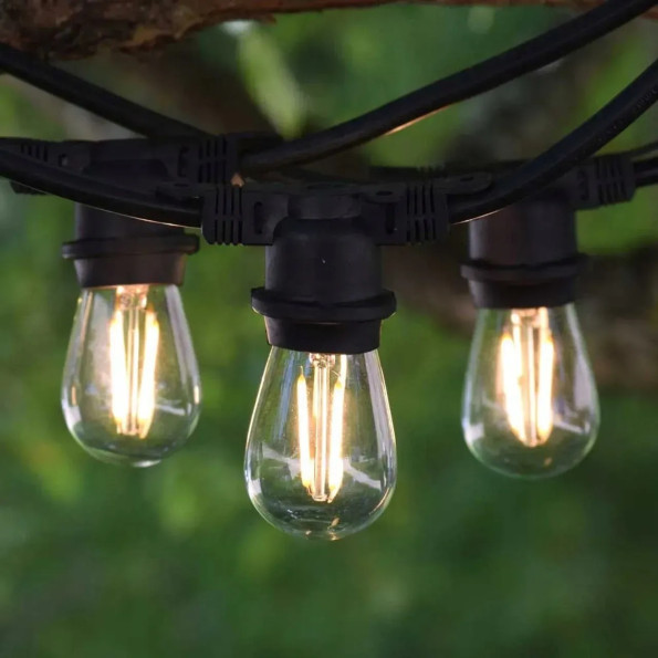 Садовая гирлянда 10м с 10 LED-лампами E27 прямая — наружное декоративное освещение с возможностью соединения -
                                                        Фото 7