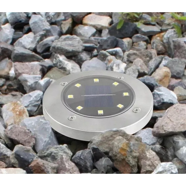 Набір з 4 сонячних ламп для саду, світильник на сонячній батареї, форма диск -
                                                        Фото 5
