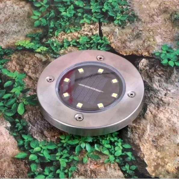 Набір з 4 сонячних ламп для саду, світильник на сонячній батареї, форма диск -
                                                        Фото 6