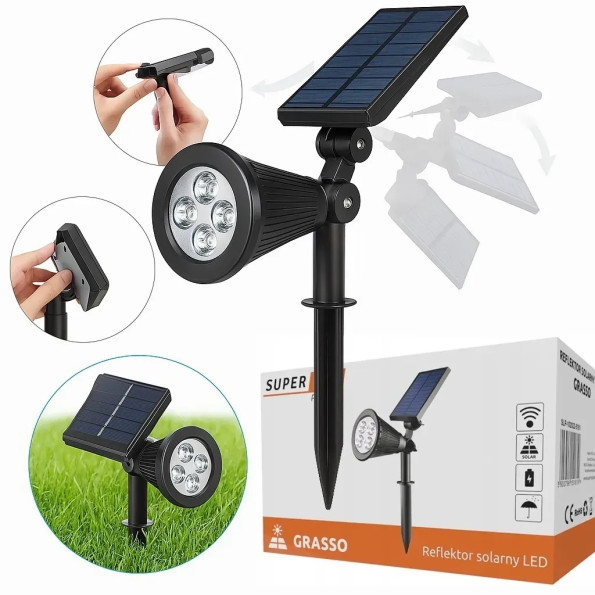 Садовый светильник-прожектор SuperLED Grasso на солнечной панели